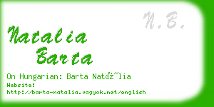 natalia barta business card